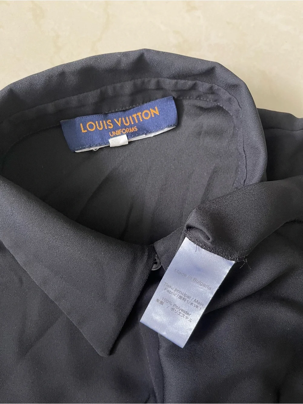 Louis Vuitton Uniform Black Long Sleeve Pleated Cuff Button-Up Blouse
